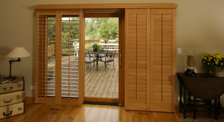 Las Vegas wood shutter sliding door